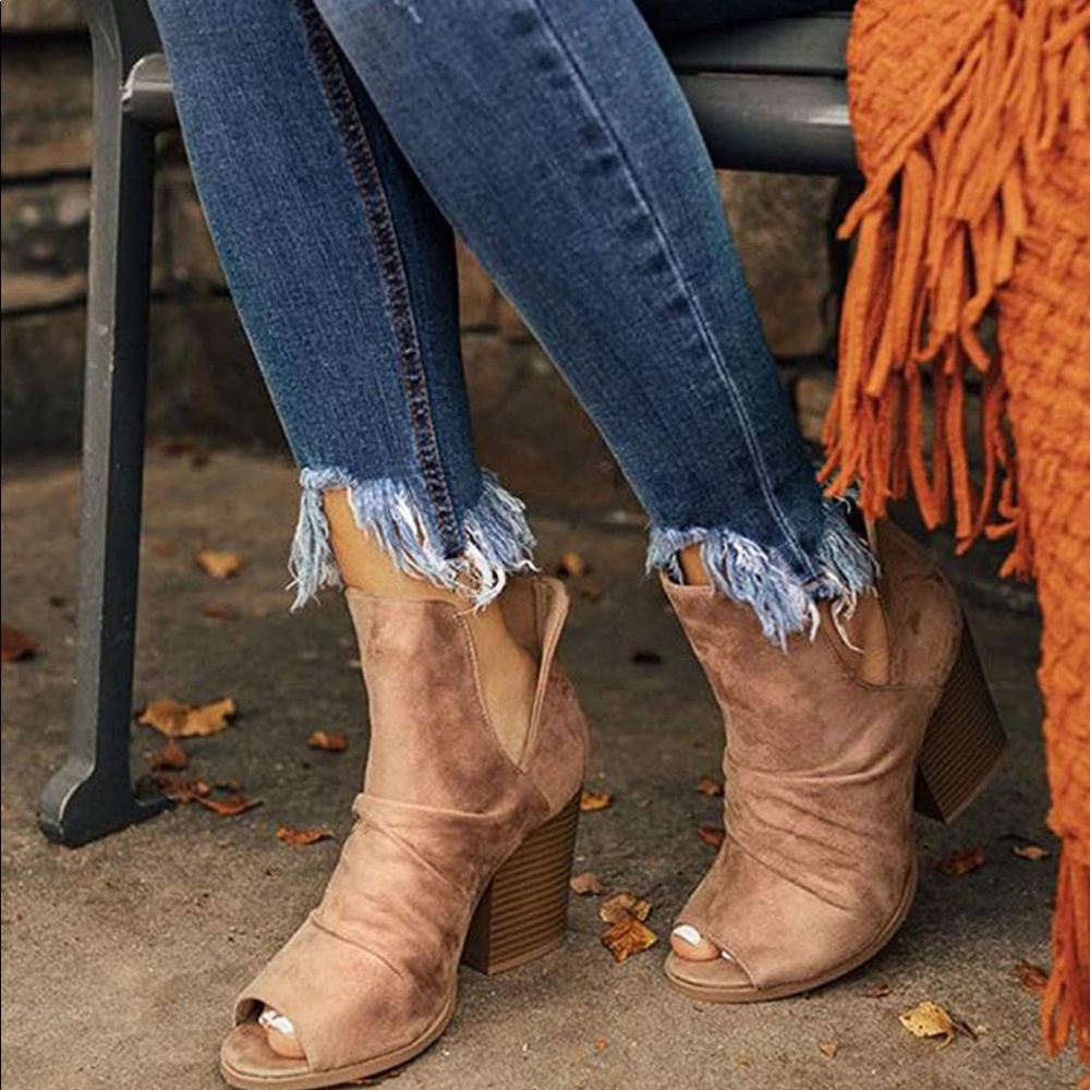 Tan Booties, Size 8